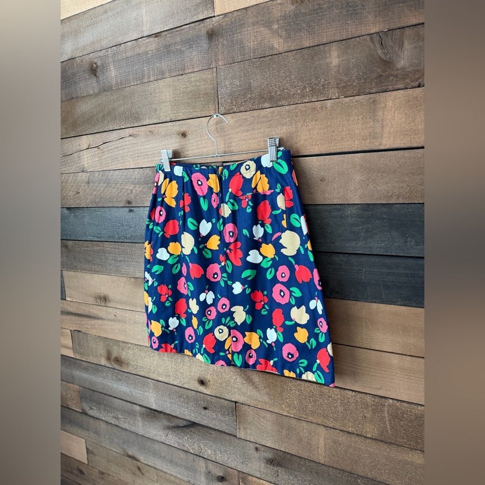 Vintage 1960s Navy Floral MOD Scooter Mini Skirt w/ Built-In Shorts - Picture 11 of 13